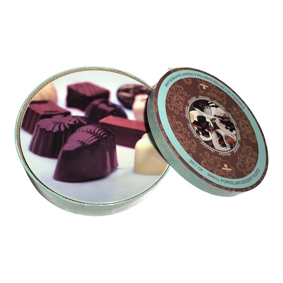 NIB Stokes Chocolate Treat Porcelain Dessert Serving Plates Set of 4 - Picture 8 of 8